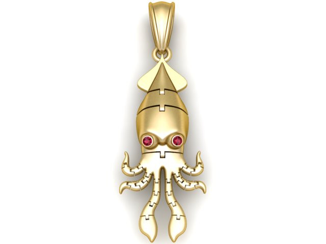 Squid Pendant Model Cetak 3D .c4d .max .obj .3ds .fbx .stl .blend 