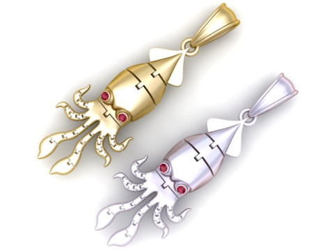 Squid Pendant Model Cetak 3D