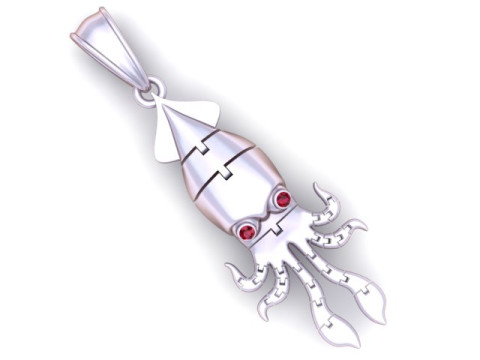 Squid Pendant Model Cetak 3D