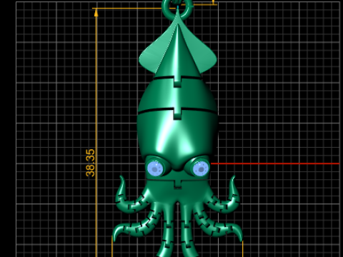 Squid Pendant Model Cetak 3D