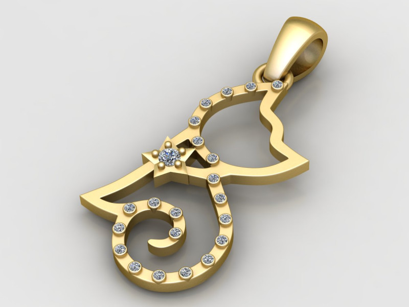 Hip-Hop Cat Pendant 3D Print Model .c4d .max .obj .3ds .fbx .stl .blend
