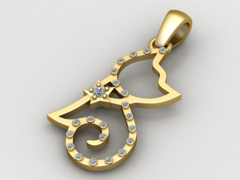 Hip-Hop Cat Pendant 3D 프린트 모델