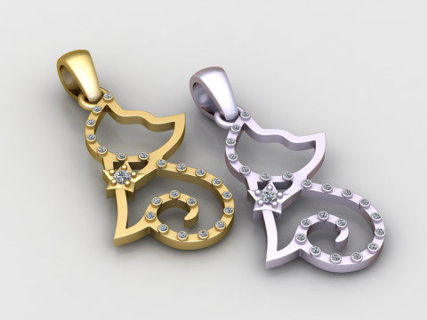 Hip-Hop Cat Pendant 3D Print Model