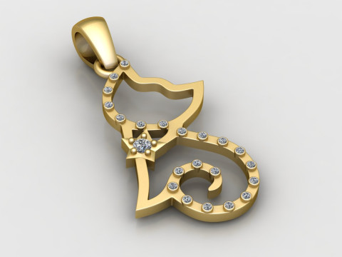 Hip-Hop Cat Pendant 3D Print Model
