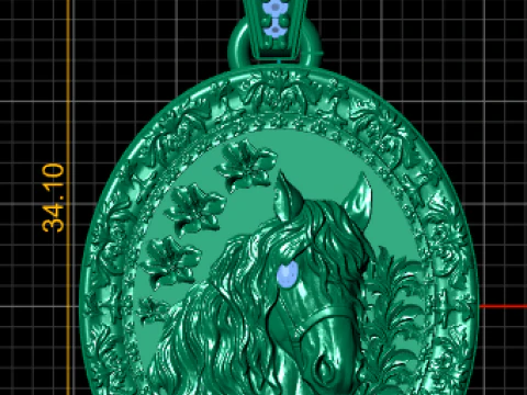 14K Solid Gold Horse Pendant 3D Print Model