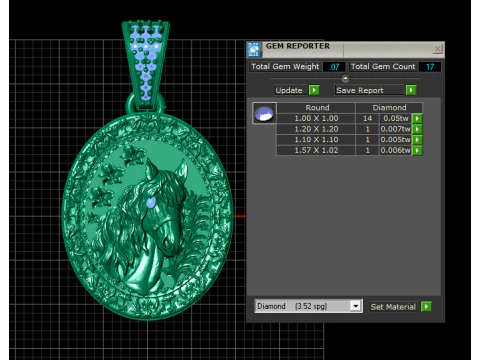 14K Solid Gold Horse Pendant 3D Print Model