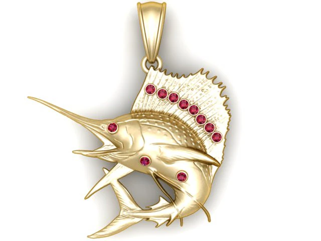 Swordfish Pendant 3D Print Model .c4d .max .obj .3ds .fbx .stl .blend 