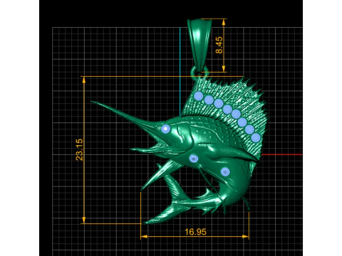 Swordfish Pendant 3D Print Model