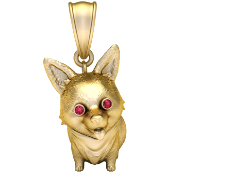 3D gold dog pendan 3D 프린트 모델