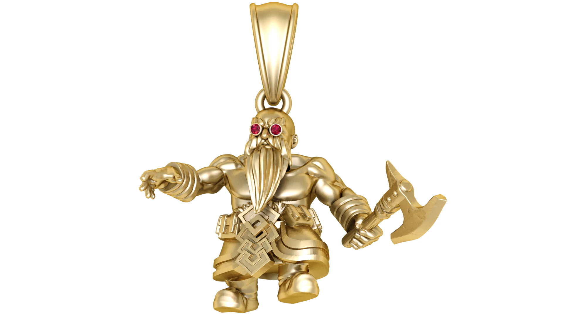 3D gold dwarf warrior pendant 3D Model .c4d .max .obj .3ds .fbx .stl .blend 