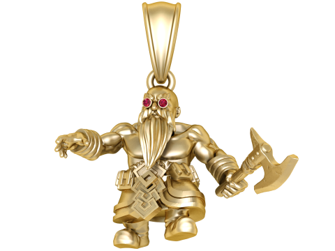 3D gold dwarf warrior pendant Modelo 3D