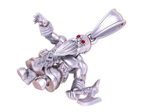 3D gold dwarf warrior pendant 3D Model