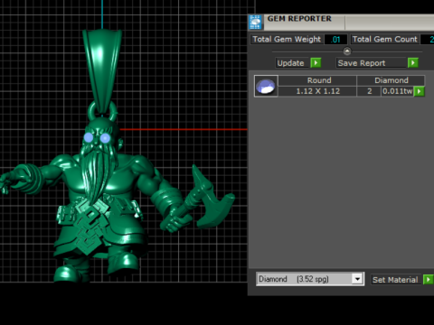 3D gold dwarf warrior pendant Modelo 3D