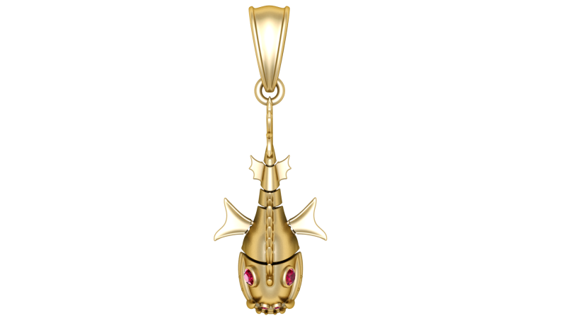 3D gold fish pendant 3D Model .c4d .max .obj .3ds .fbx .stl .blend 