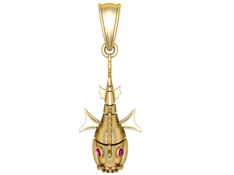 3D gold fish pendant Model 3D