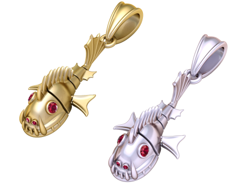 3D gold fish pendant 3D Model