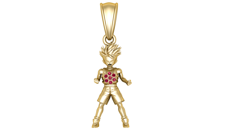 3D gold anime warrior pendant 3D मॉडल .c4d .max .obj .3ds .fbx .stl .blend