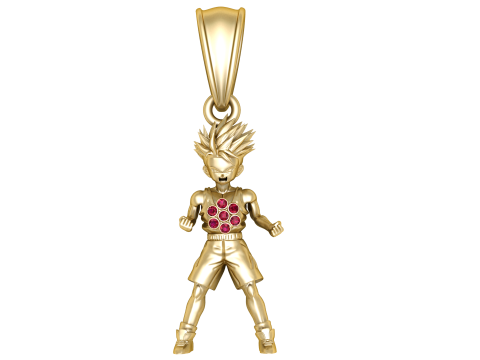 3D gold anime warrior pendant Model 3D