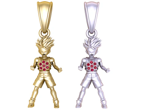 3D gold anime warrior pendant 3D Model