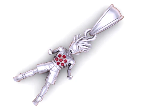 3D gold anime warrior pendant 3D Model