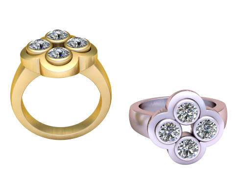 3D gold skull ring 3D Modell