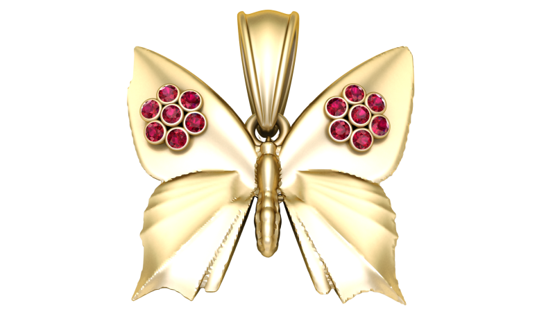 3D gold butterfly pendant Model 3D .c4d .max .obj .3ds .fbx .stl .blend