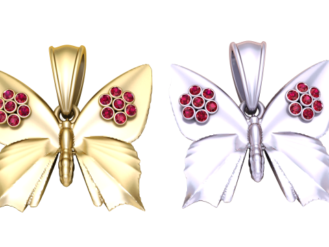 3D gold butterfly pendant Model 3D