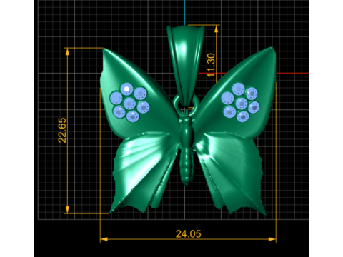 3D gold butterfly pendant Model 3D