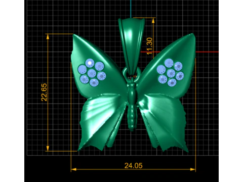 3D gold butterfly pendant 3D Model