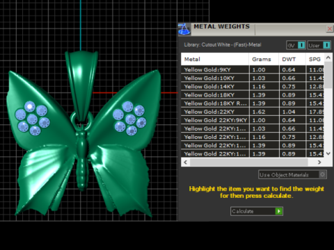 3D gold butterfly pendant Model 3D