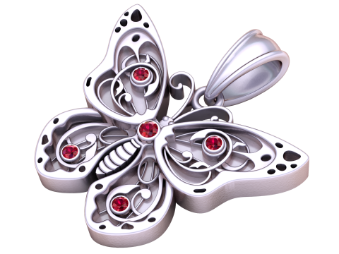 3D gold butterfly pendan 3D Model