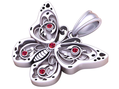 3D gold butterfly pendan 3D Model