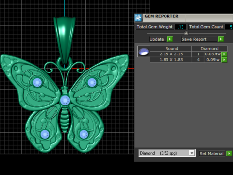3D gold butterfly pendan 3D Model