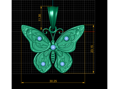 3D gold butterfly pendan 3D Model