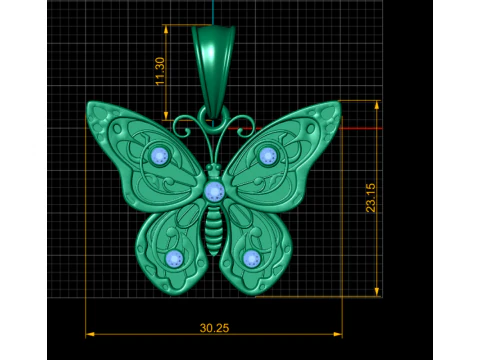 3D gold butterfly pendan 3D Model