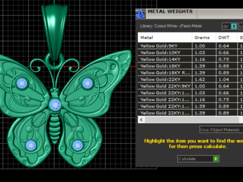 3D gold butterfly pendan 3D Model
