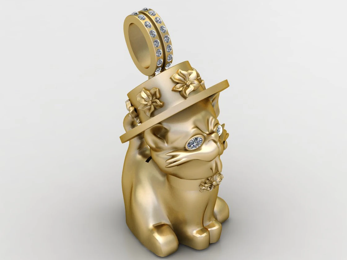 Cute Cat Inspired Pendant 3D Print Model .c4d .max .obj .3ds .fbx .stl .blend 