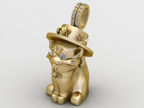 Cute Cat Inspired Pendant Modèles 3D en vedette