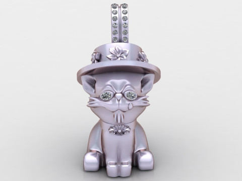 Cute Cat Inspired Pendant Modèles 3D en vedette