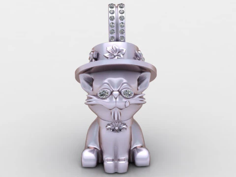 Cute Cat Inspired Pendant 3D Print Model