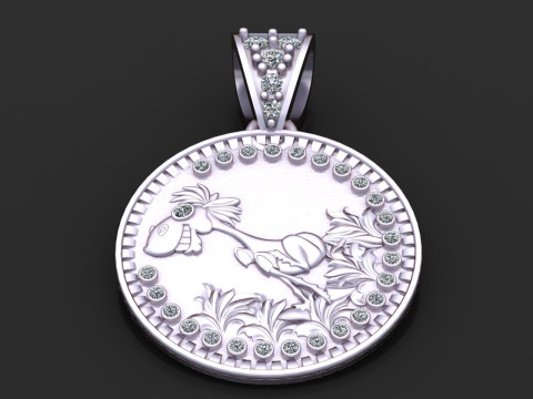 Golden Horse Medallion Pendant Model Cetak 3D