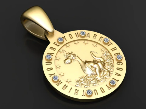 金色山羊奖章吊坠 3D 打印模型