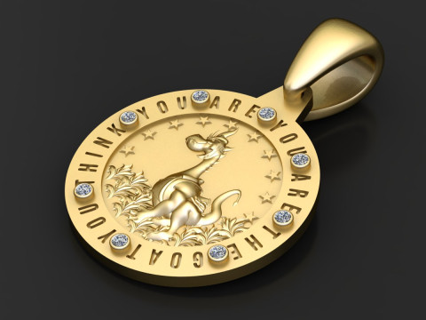 Golden GOAT Medallion Pendant 3Dプリントモデル
