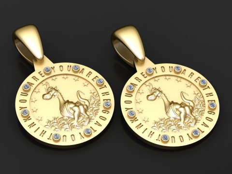 Golden GOAT Medallion Pendant 3Dプリントモデル