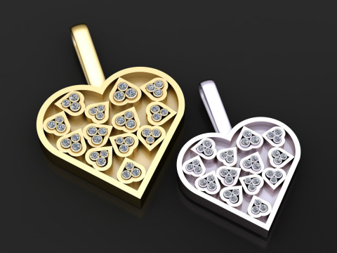 Heart-Shaped Diamond Pendant Model Cetak 3D