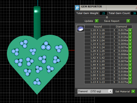 Heart-Shaped Diamond Pendant Model Cetak 3D