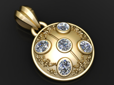 Gold 3D Shield Pendant Model do druku 3D