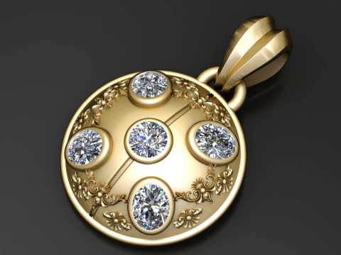 Gold 3D Shield Pendant 3D Print Model