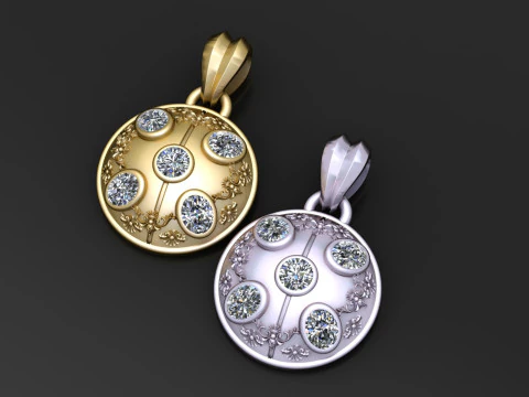 Gold 3D Shield Pendant 3D Print Model