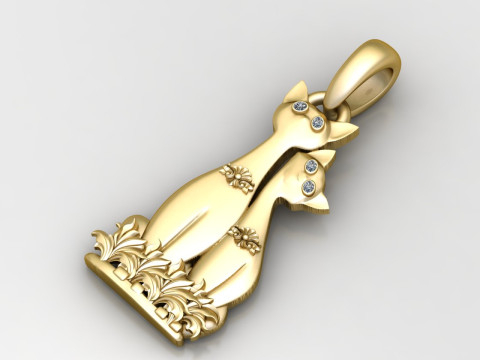Gold Diamond Cat Pendant Model do druku 3D